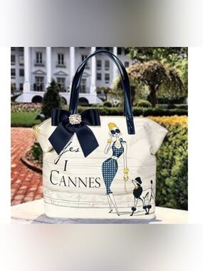 My Flat in London Cream Tote with Bow and Accents